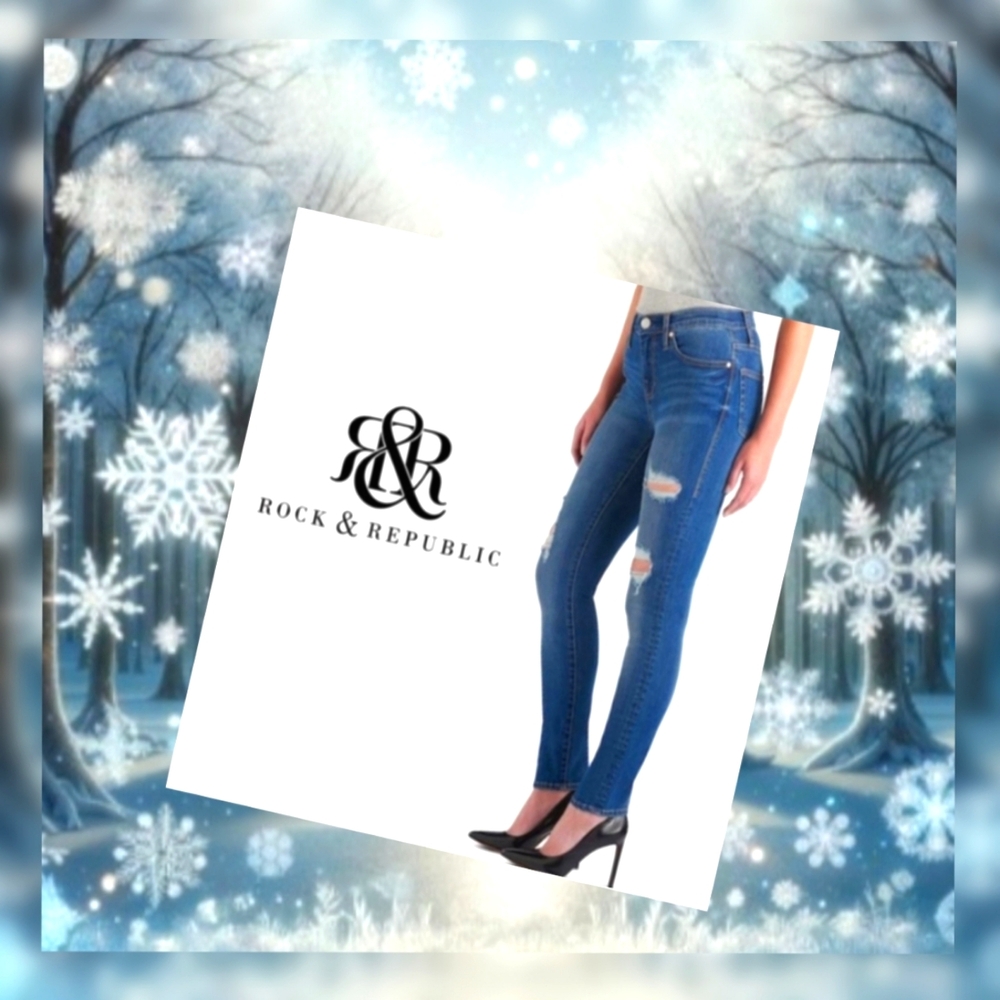 ROCK AND REPUBLIC JEANS Berlin Skinny Ripped size 4 NEW
